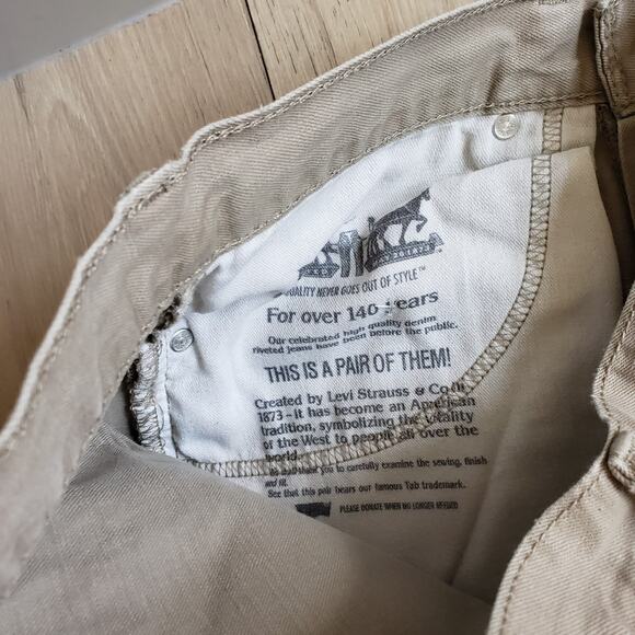 VTG Levis 505 Jeans Mens 33x34 Beige Regular Straight Y2K White Label Mid Rise - Picture 7 of 11